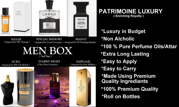 Patrimoine Luxury Perfume Oil Gift Set BOYS Premium ( 6 pc * 3ml )