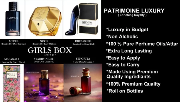Patrimoine Luxury Perfume Oil Gift Set GIRLS Premium ( 6 pc * 3ml )