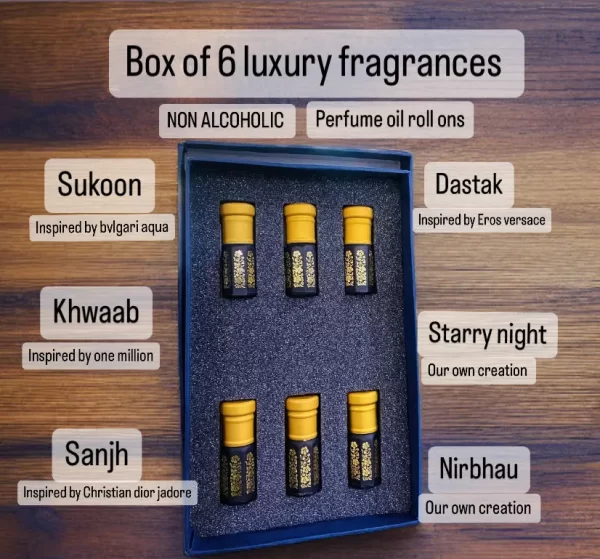 Patrimoine Luxury Perfume Oil Gift Set Unisex Premium ( 6 pc * 3ml )