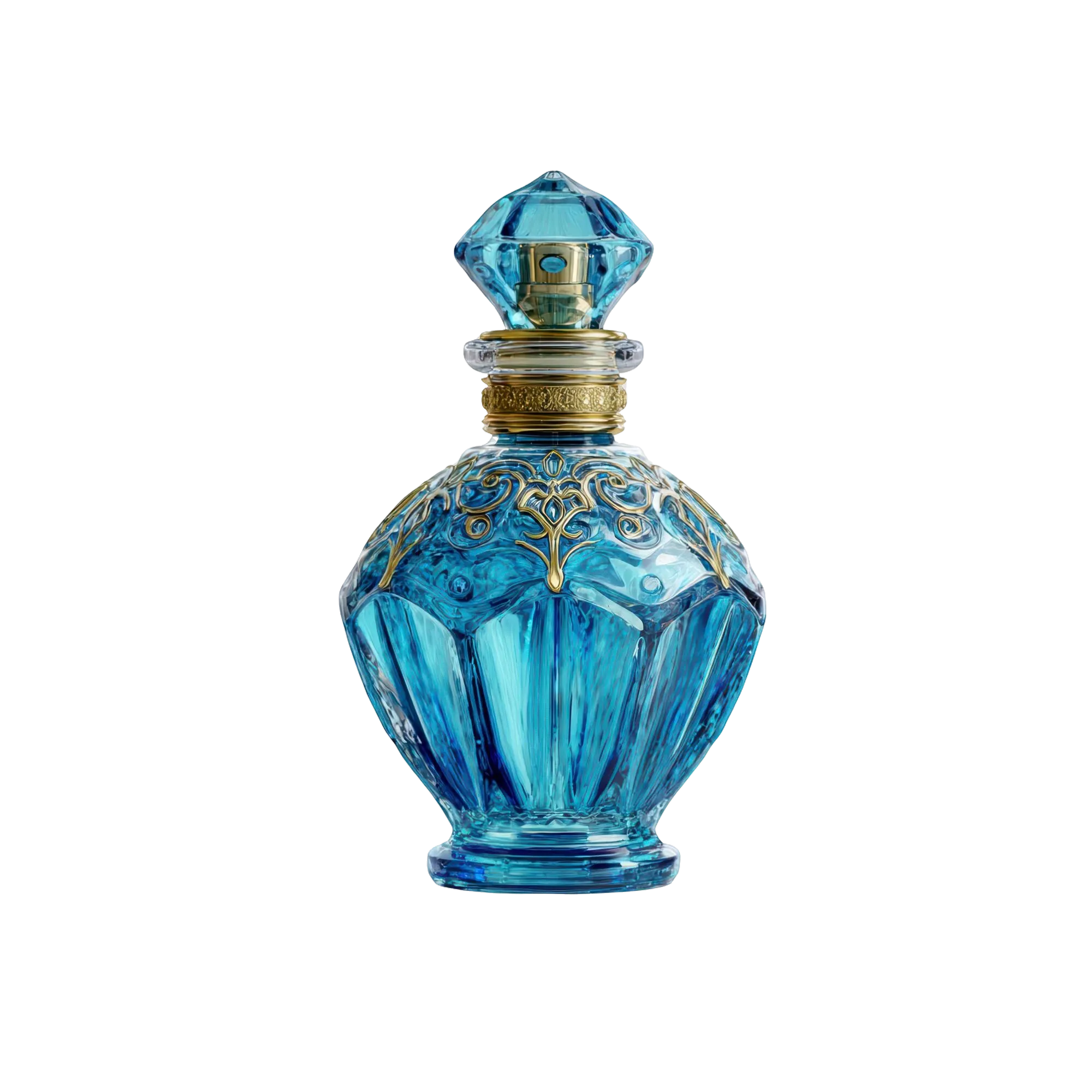 luxurious-ornate-blue-glass-perfume-bottle-with-golden-accents