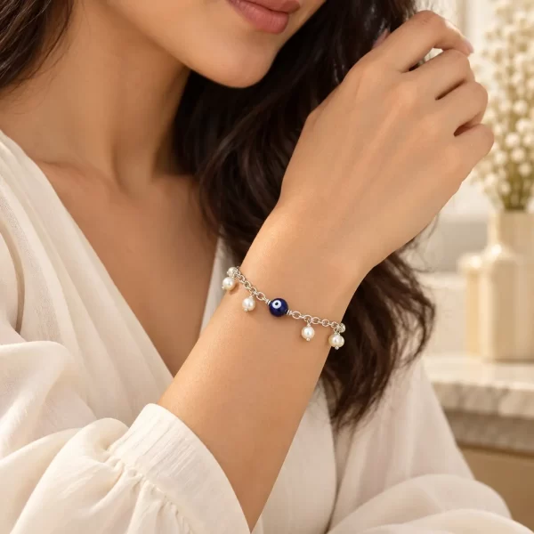 Evil Eye & Pearl Bracelet